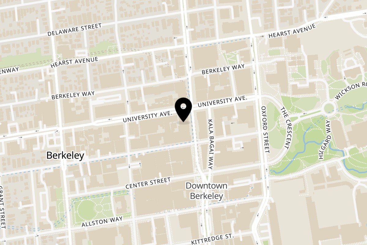 Map showing the location of Tap in lounge on 2012 Shattuck Ave. in Berkeley